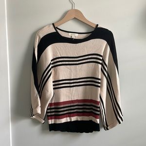 Promesa Size Small Cream and Black Striped Sweater